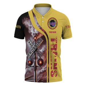 Railspirit Personalized Florida East Coast Railway Polo Shirt Crossing Railroad Sign American Locomotive Train Shirt All Over Print