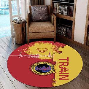 Railspirit Florida East Coast Railway Round Mat Engine Heartbeat and Track Love Style Mat Gift Idea For Train Lovers