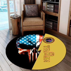 Railspirit Florida East Coast Railway Round Mat Train Skull American Flag Style Rug All Over Print