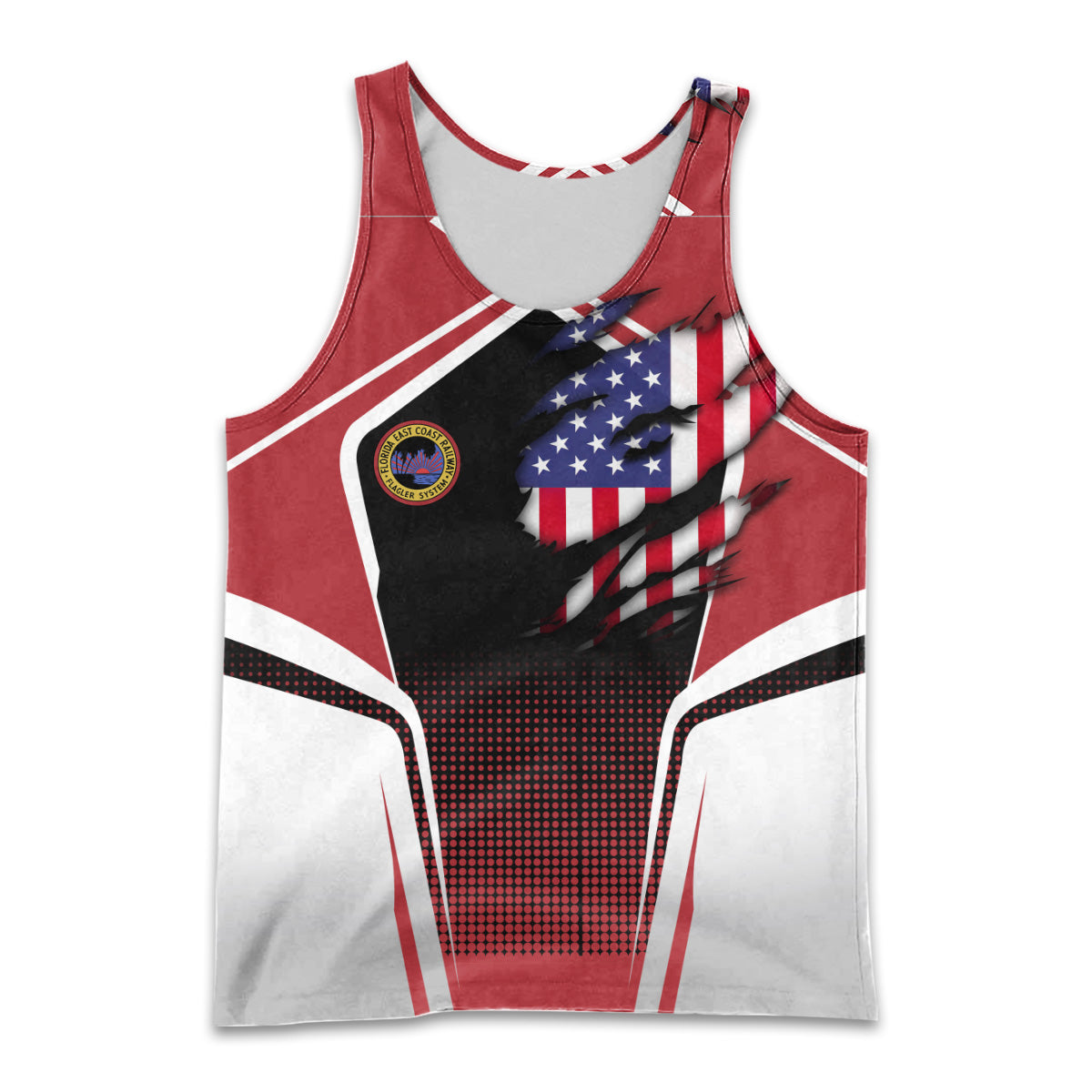 Railspirit Personalized Florida East Coast Railway Men Tank Top American Eagle Vintage Train Shirt