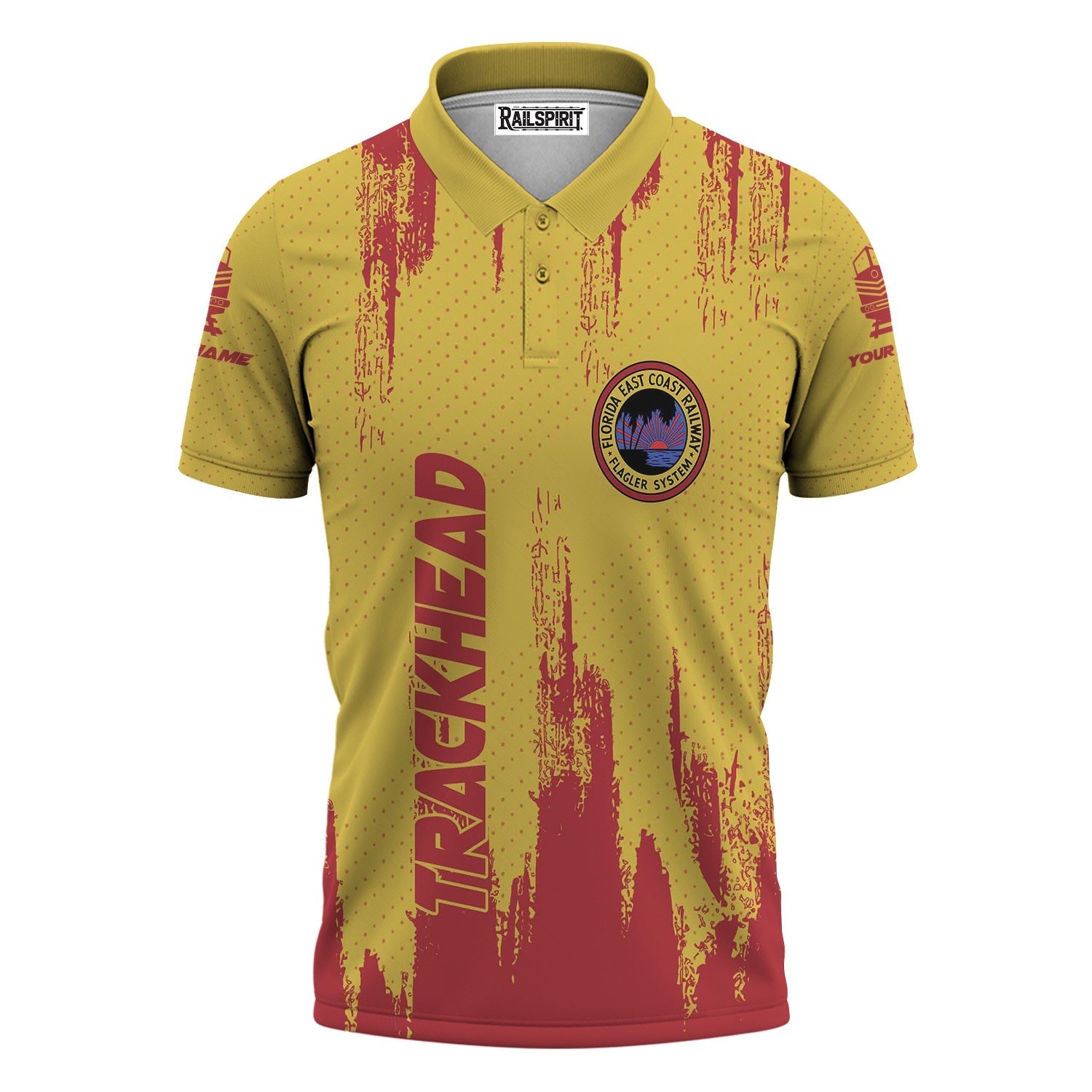 Railspirit Personalized Florida East Coast Railway Polo Shirt Paint Impact Design Train Shirt for Trackhead