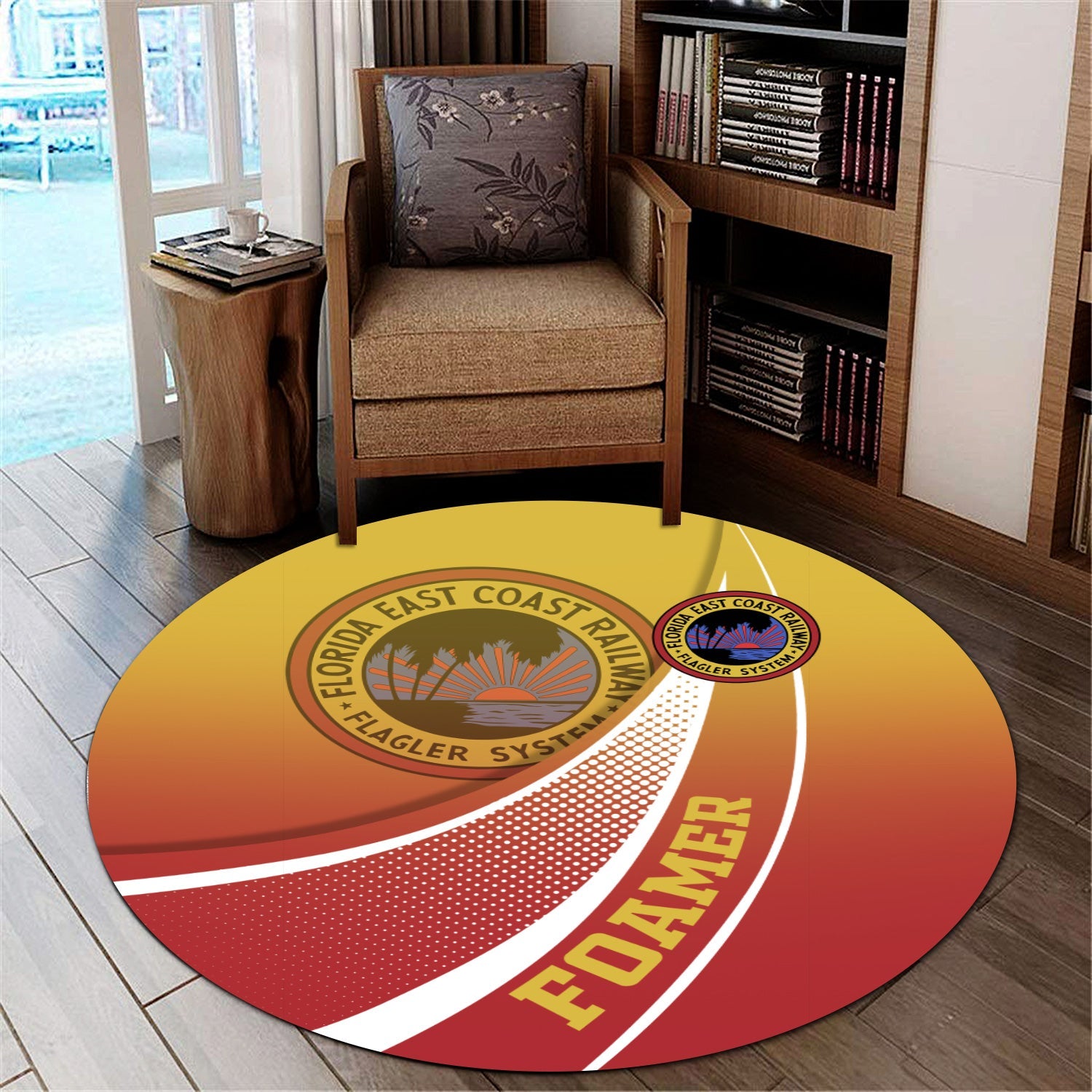 Railspirit Florida East Coast Railway Round Mat Railway-Themed Style Mat Gift Idea For Trainspotter
