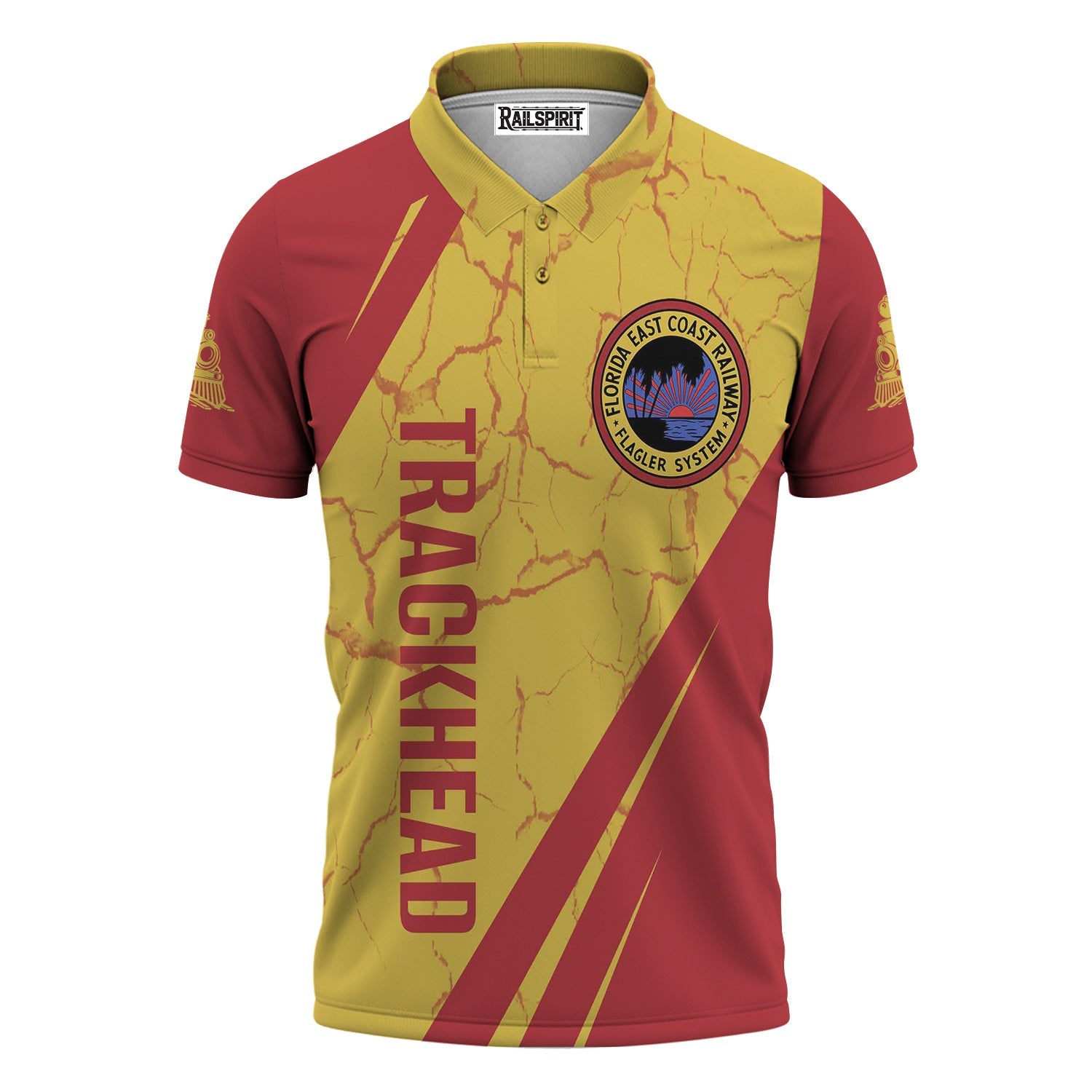 Railspirit Personalized Florida East Coast Railway Polo Shirt Crackle Texture Style Train Shirt For Trackhead