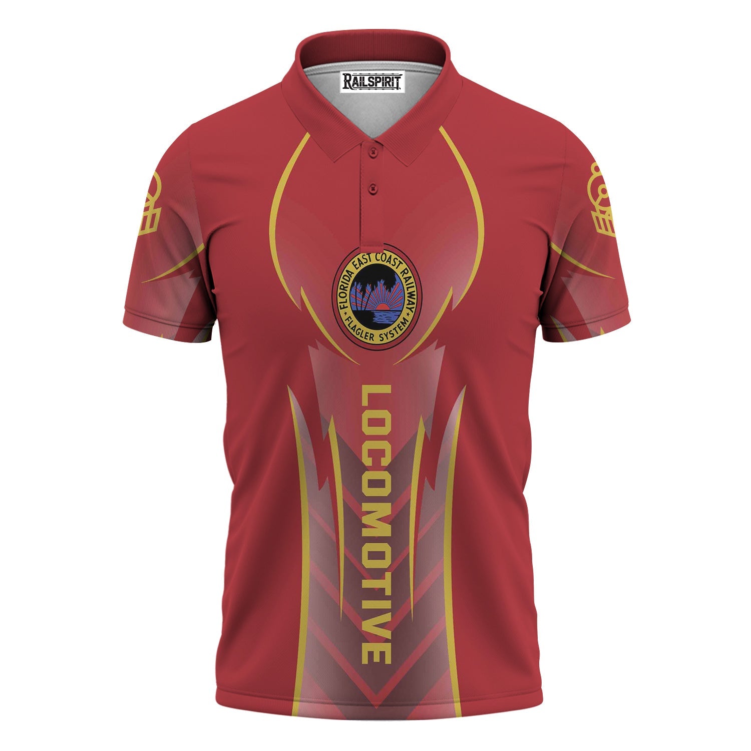 Railspirit Personalized Florida East Coast Railway Polo Shirt Striking Line Style Train Shirt For Locomotive Lovers