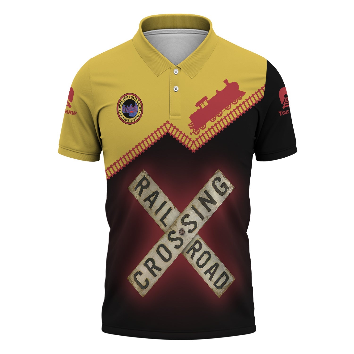 Railspirit Personalized Florida East Coast Railway Polo Shirt Railroad Crossing Printed Train Track Shirt