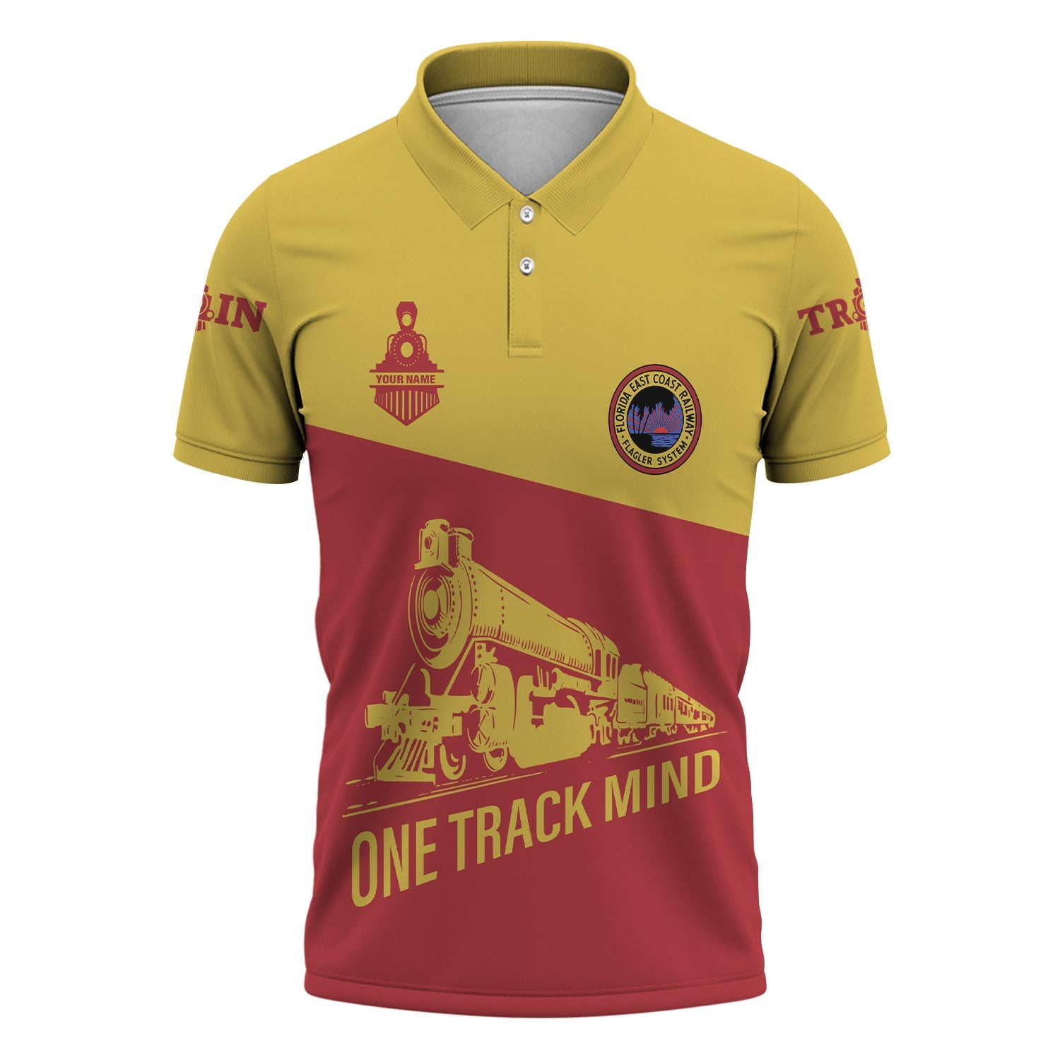 Railspirit Personalized Florida East Coast Railway Polo Shirt One Track Mind Unisex Train Shirt Gift Idea For Train Lover