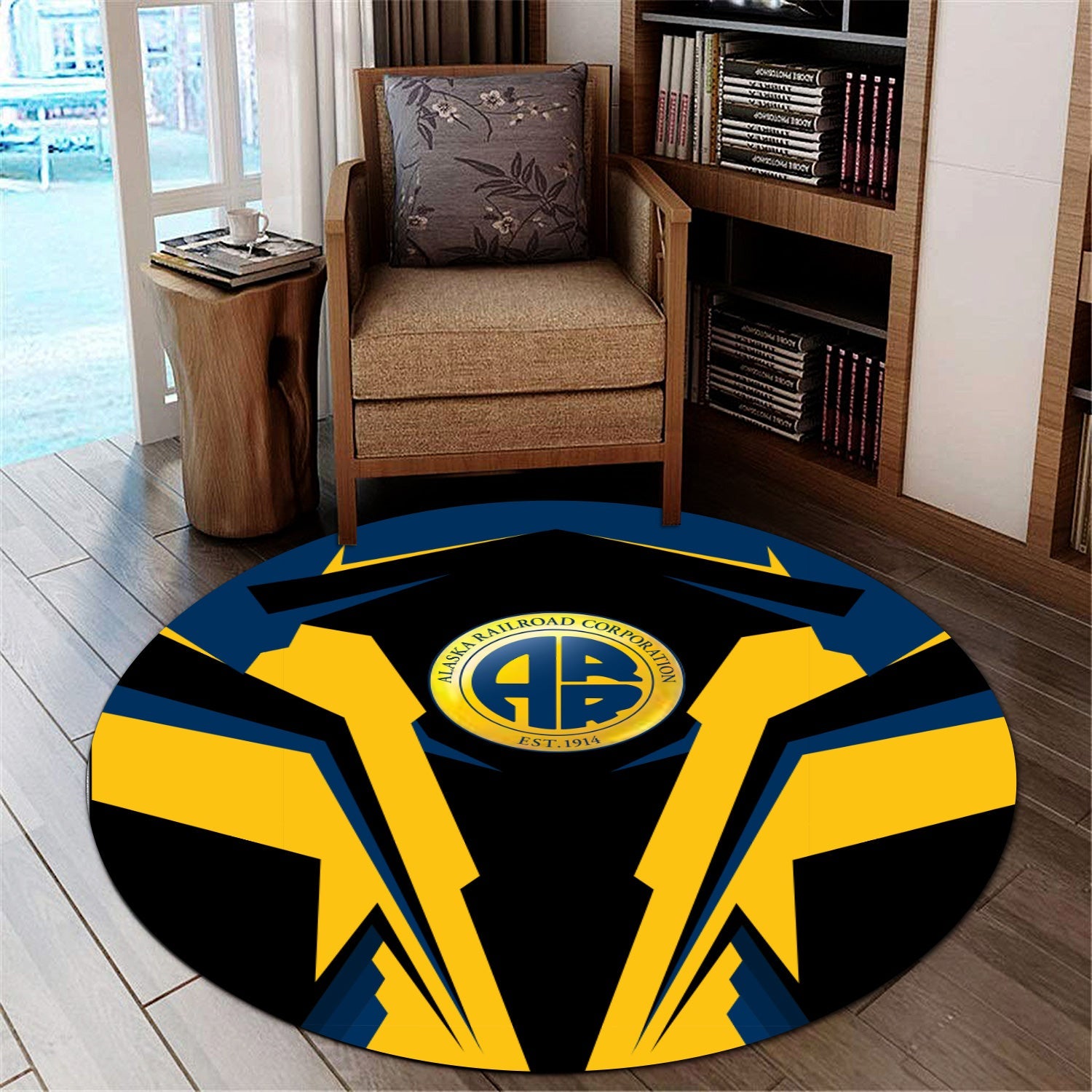 Railspirit Alaska Railroad Round Mat Strong Line Style Rug All Over Print