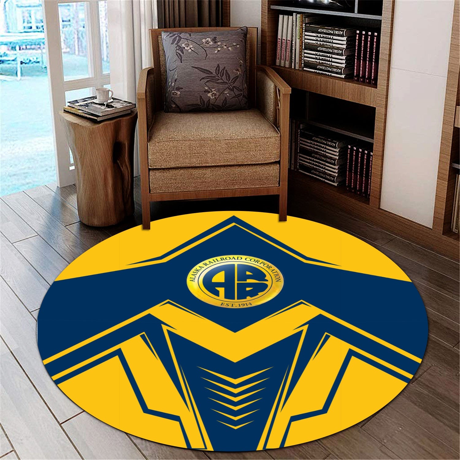 Railspirit Alaska Railroad Round Mat Railway Trainspotter Style Mat Gift Idea For Foamers