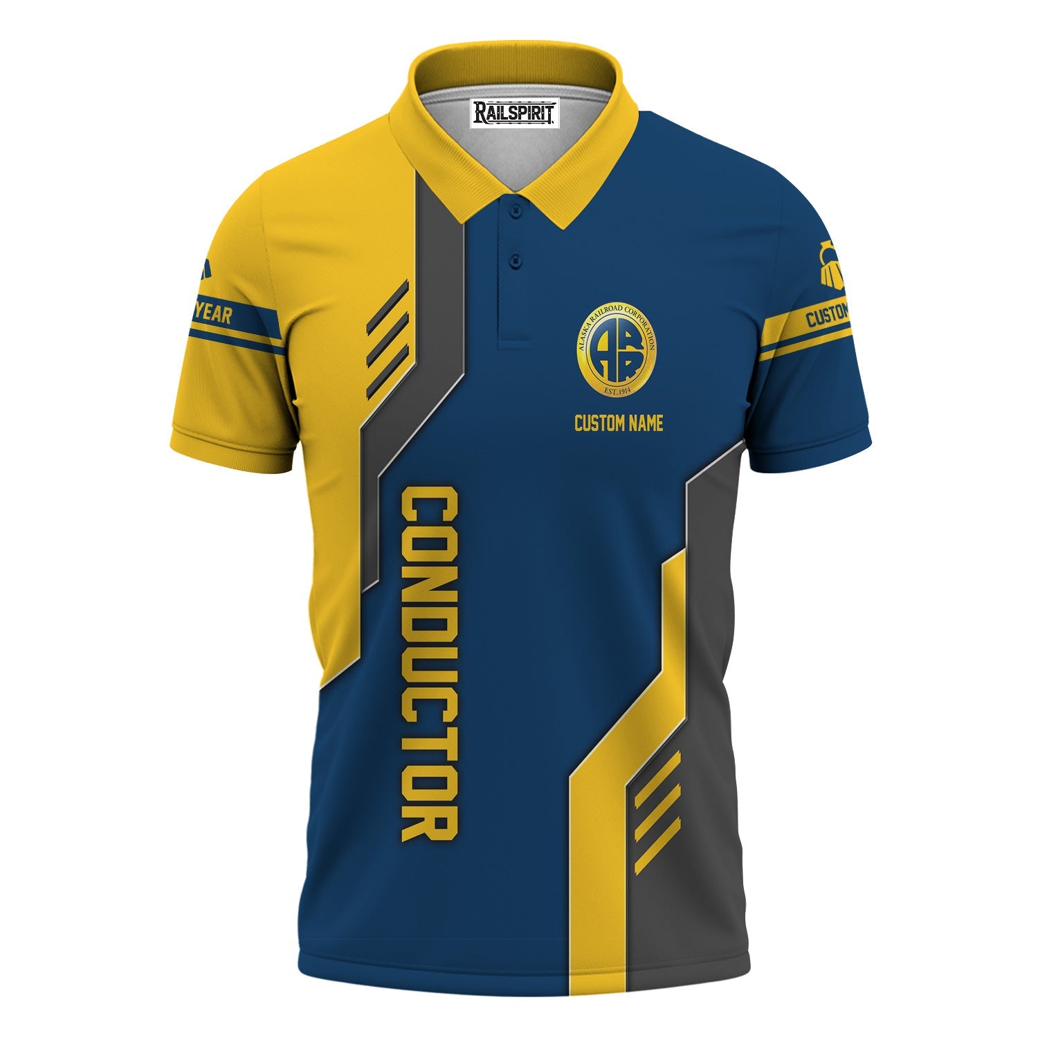 Railspirit Personalized Alaska Railroad Polo Shirt Unique Railway Style with Custom Job Train Shirt