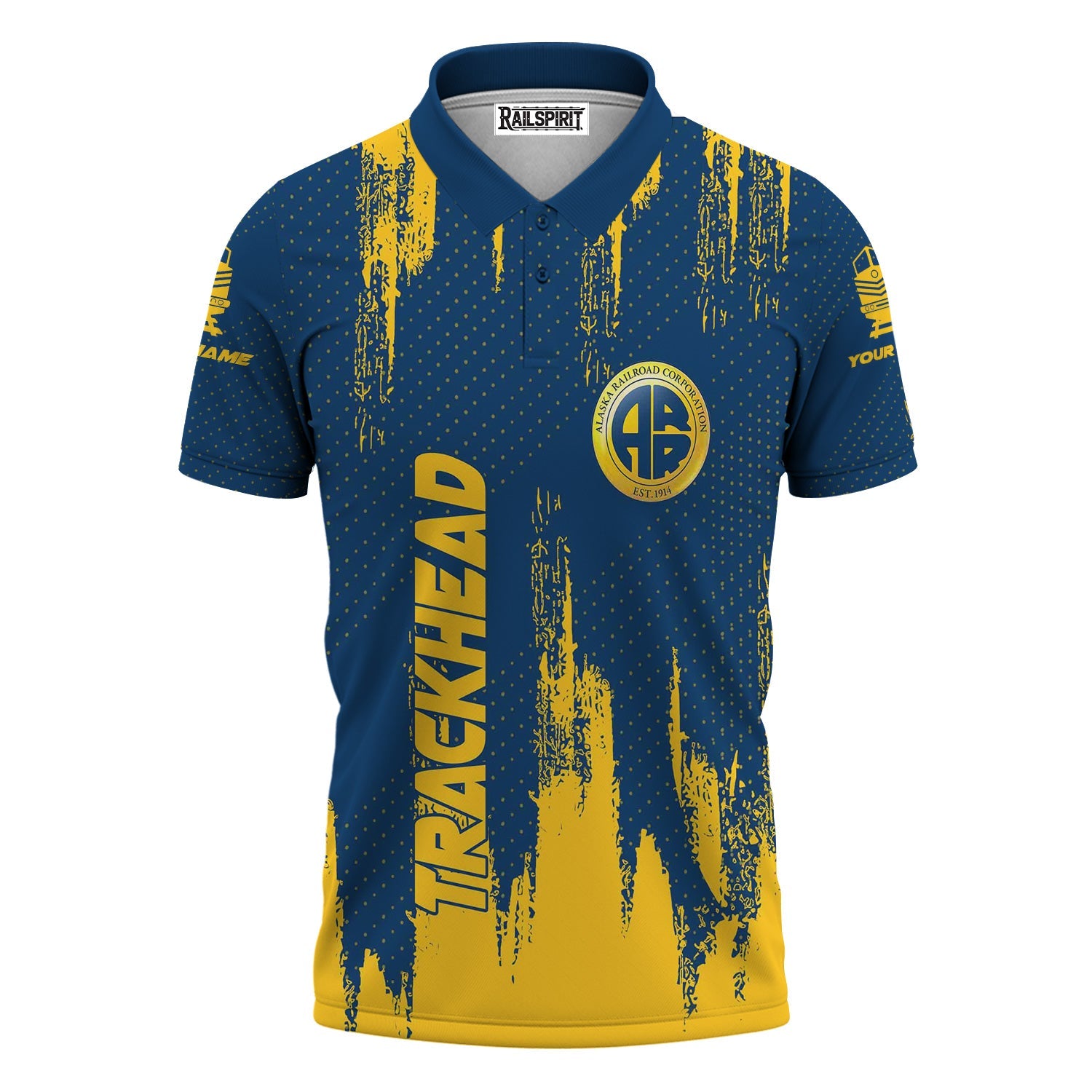 Railspirit Personalized Alaska Railroad Polo Shirt Paint Impact Design Train Shirt for Trackhead