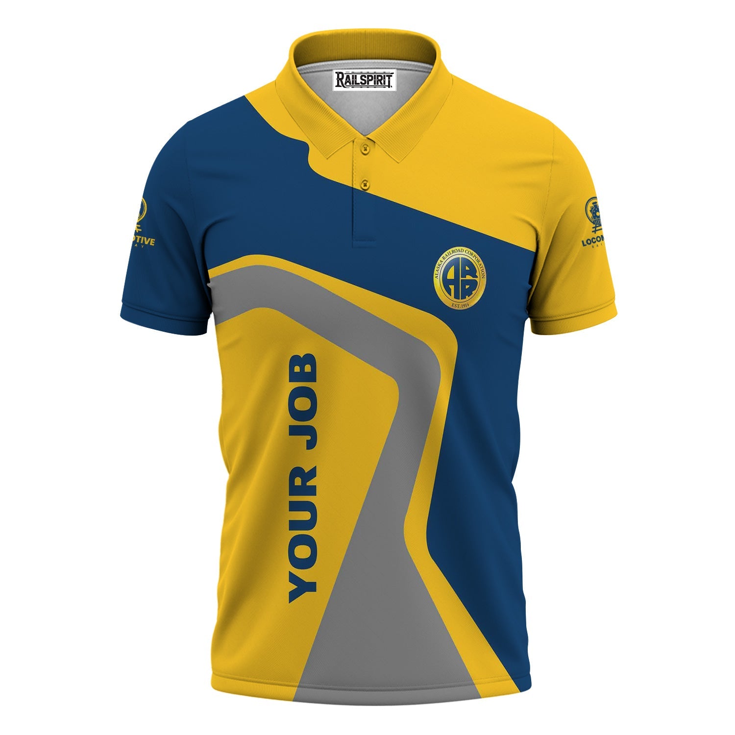 Railspirit Personalized Alaska Railroad Polo Shirt Unique Design with Custom Job Position Train Shirt