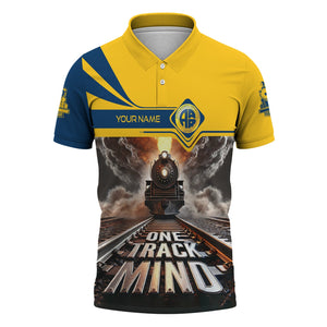 Railspirit Personalized Alaska Railroad Polo Shirt One Track Mind Train Printed Shirt