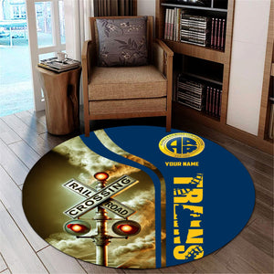 Railspirit Personalized Alaska Railroad Round Mat Railroad Crossing Sign Mat All Over Print