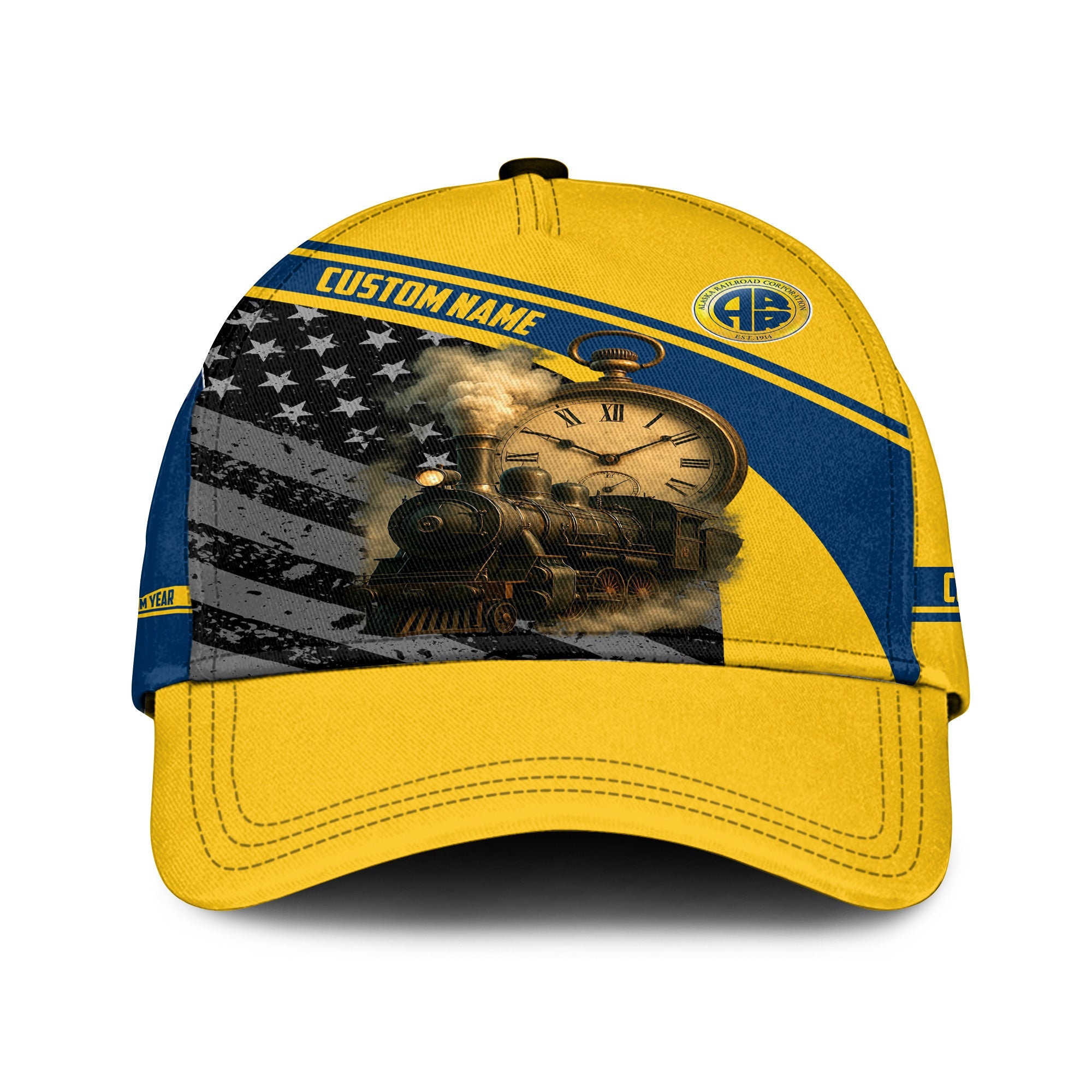 Railspirit Personalized Alaska Railroad Classic Cap Classic Steam Engine With Retro Pocket Watch Cap All Over Print