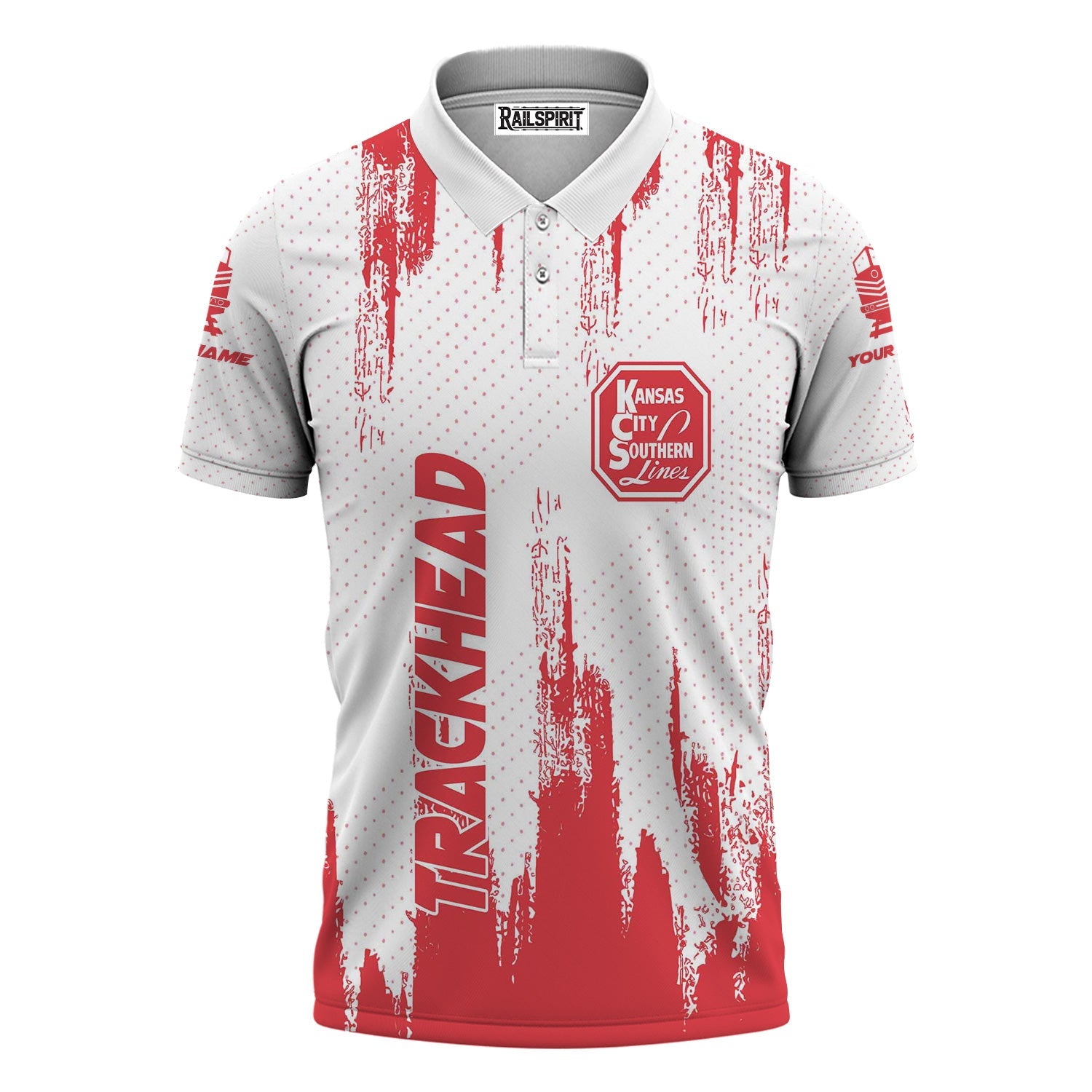 Railspirit Personalized Kansas City Southern Polo Shirt Paint Impact Design Train Shirt for Trackhead