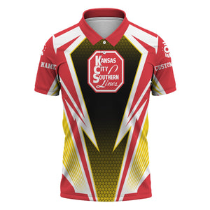 Railspirit Personalized Kansas City Southern Polo Shirt Lightning Graphic Style Shirt Gift Idea For Train Lover