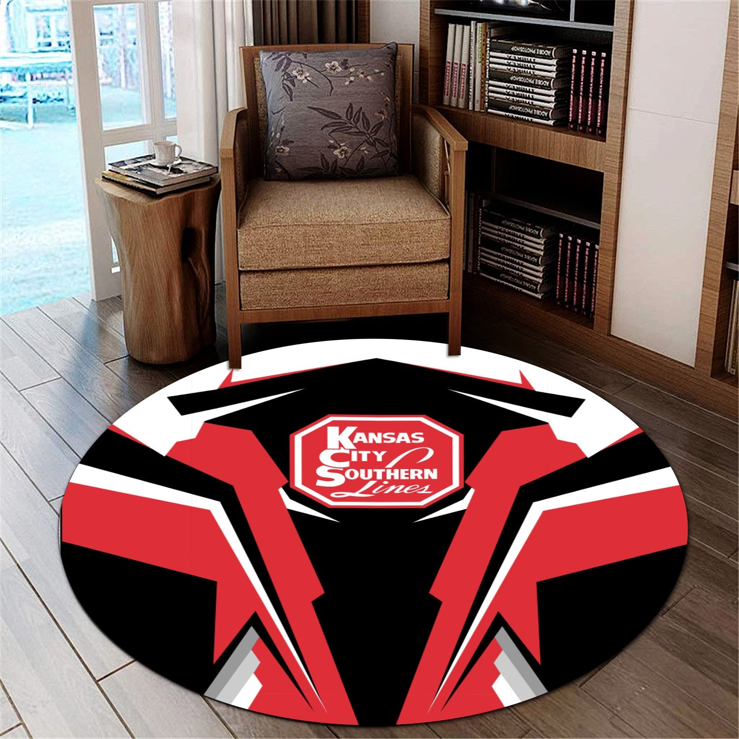 Railspirit Kansas City Southern Round Mat Strong Line Style Rug All Over Print