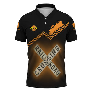 Railspirit Personalized Genesee & Wyoming Inc. Railroad Polo Shirt Railroad Crossing Printed Train Track Shirt