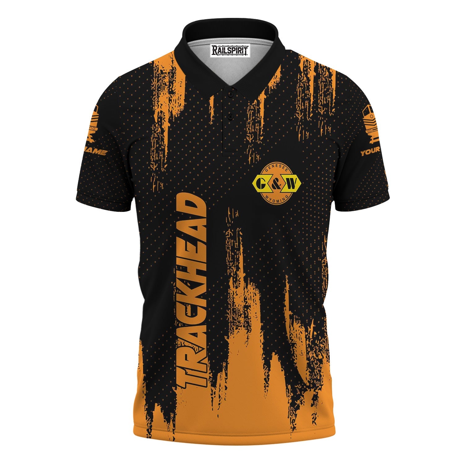 Railspirit Personalized Genesee & Wyoming Inc. Railroad Polo Shirt Paint Impact Design Train Shirt for Trackhead