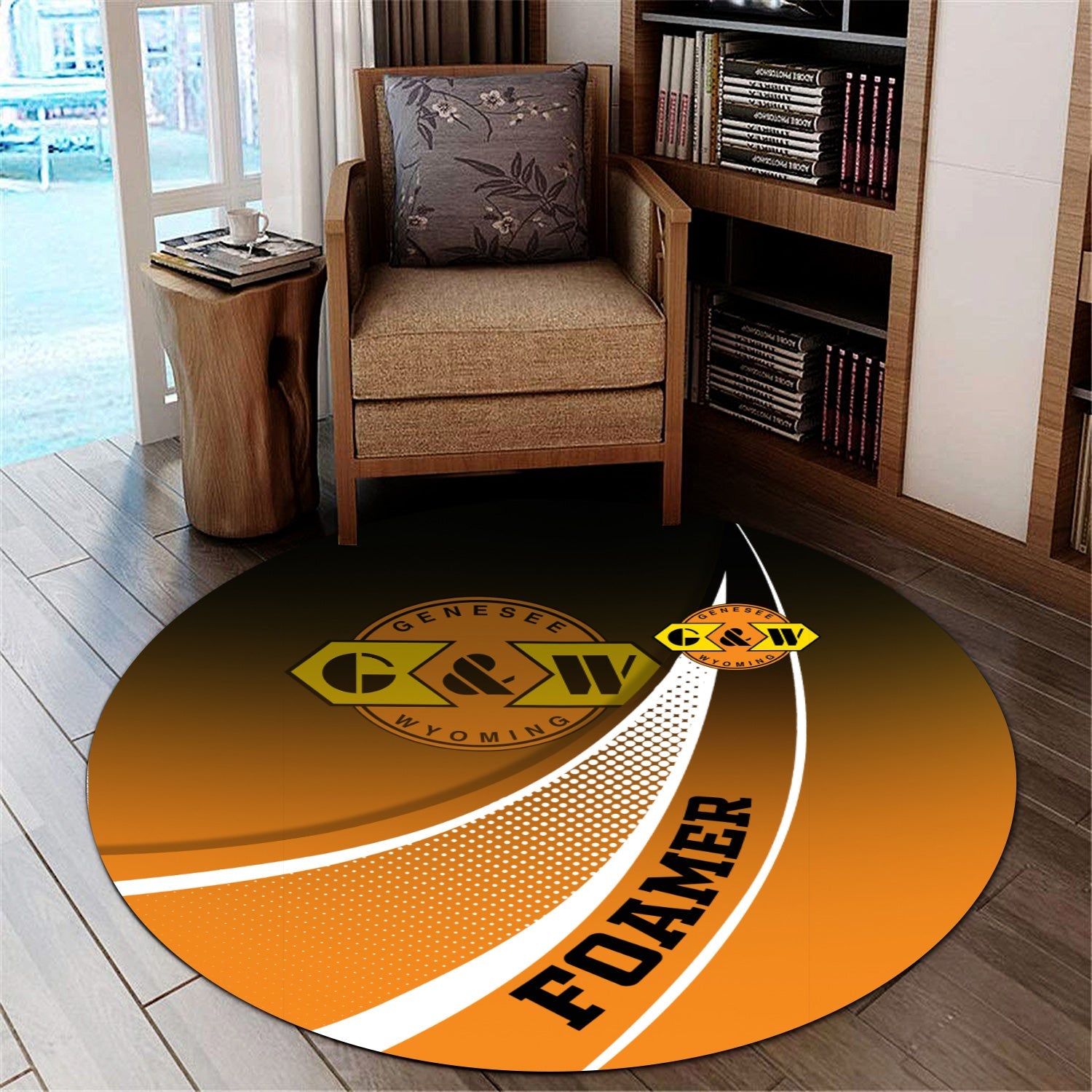 Railspirit Genesee & Wyoming Inc. Railroad Round Mat Railway-Themed Style Mat Gift Idea For Trainspotter