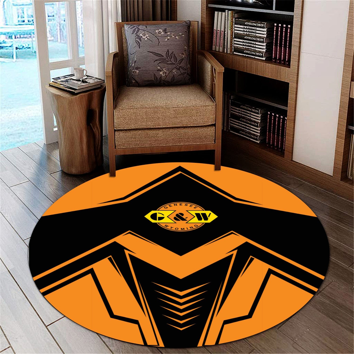 Railspirit Genesee & Wyoming Inc. Railroad Round Mat Railway Trainspotter Style Mat Gift Idea For Foamers