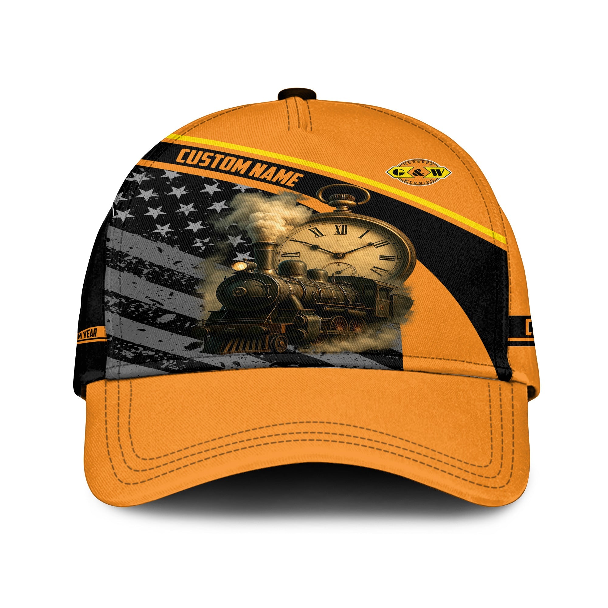 Railspirit Personalized Genesee & Wyoming Inc. Railroad Classic Cap Classic Steam Engine With Retro Pocket Watch Cap All Over Print