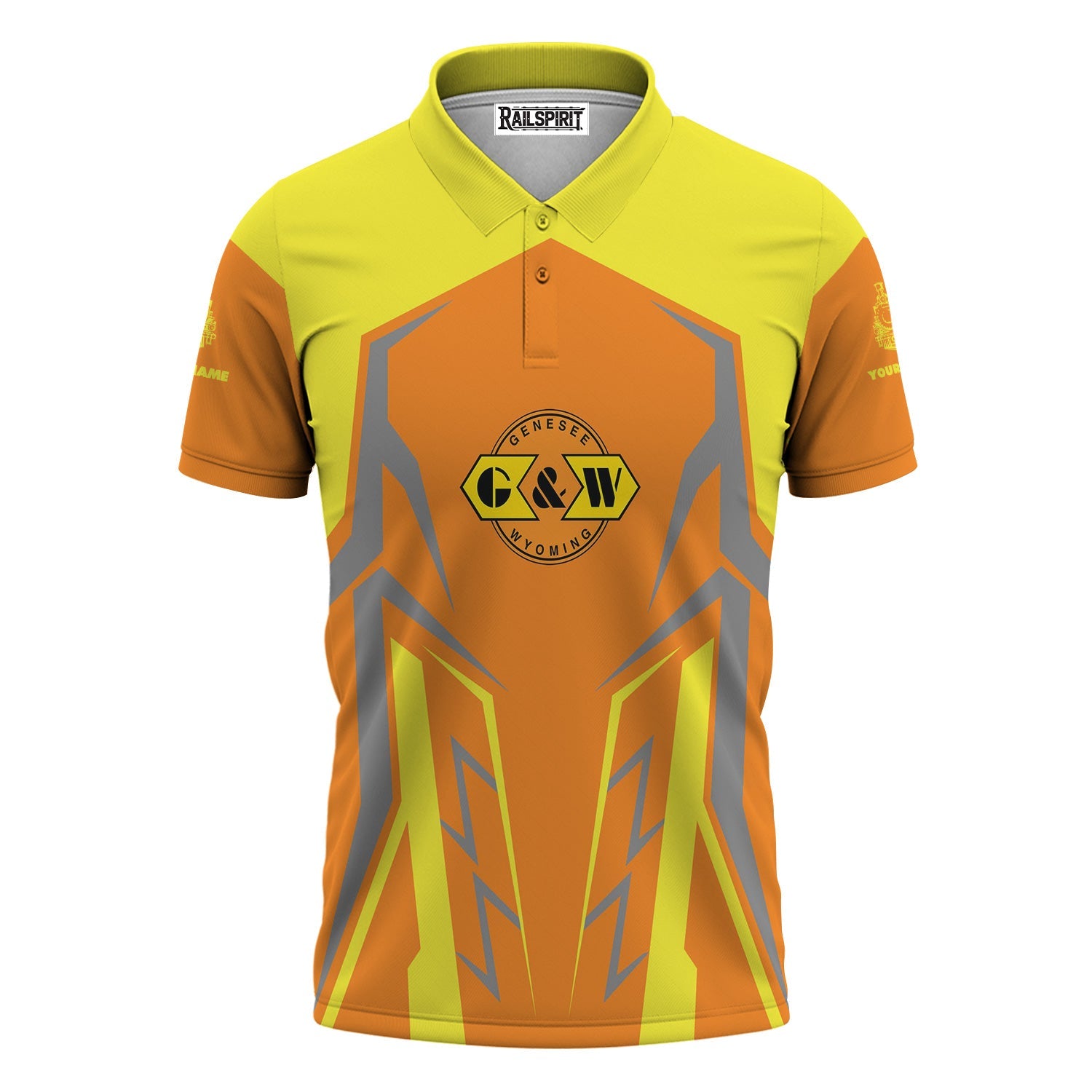 Railspirit Personalized Genesee & Wyoming Inc. Railroad Polo Shirt Futuristic Design with Custom Job Train Shirt