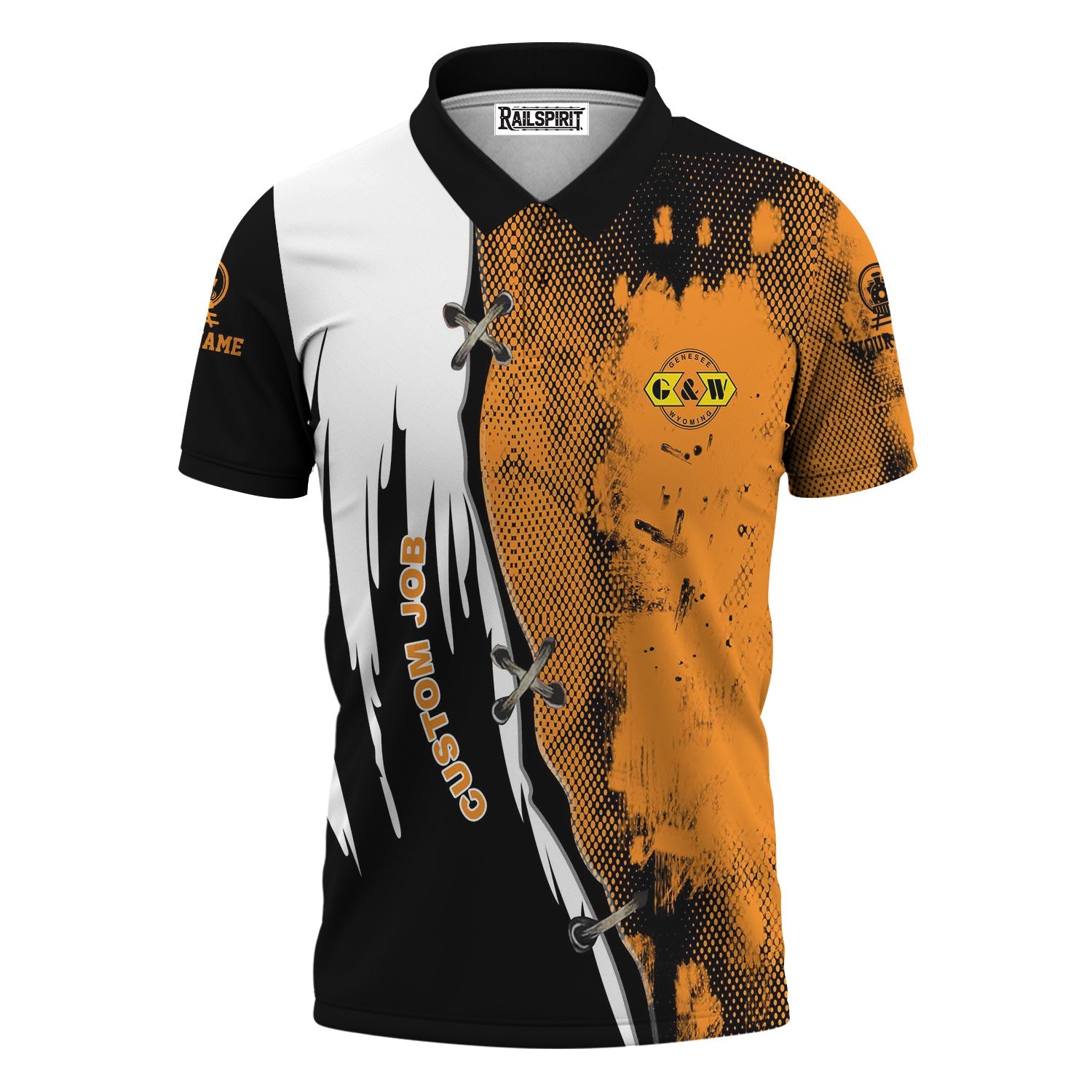 Railspirit Personalized Genesee & Wyoming Inc. Railroad Polo Shirt Retro Stitches Design with Custom Position Train Shirt