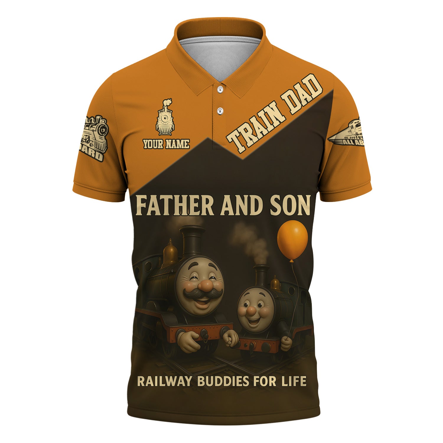 Railspirit Personalized Polo Shirt Father And Son Railway Buddies For Life Shirt Gift Idea For Train Lover