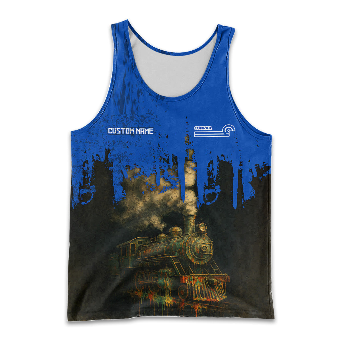 Railspirit Personalized Conrail Railroad Men Tank Top Vintage Train Art Style Shirt For Locomotive Fans
