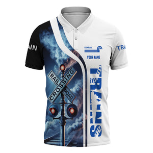 Railspirit Personalized Conrail Railroad Polo Shirt Crossing Railroad Sign American Locomotive Train Shirt All Over Print