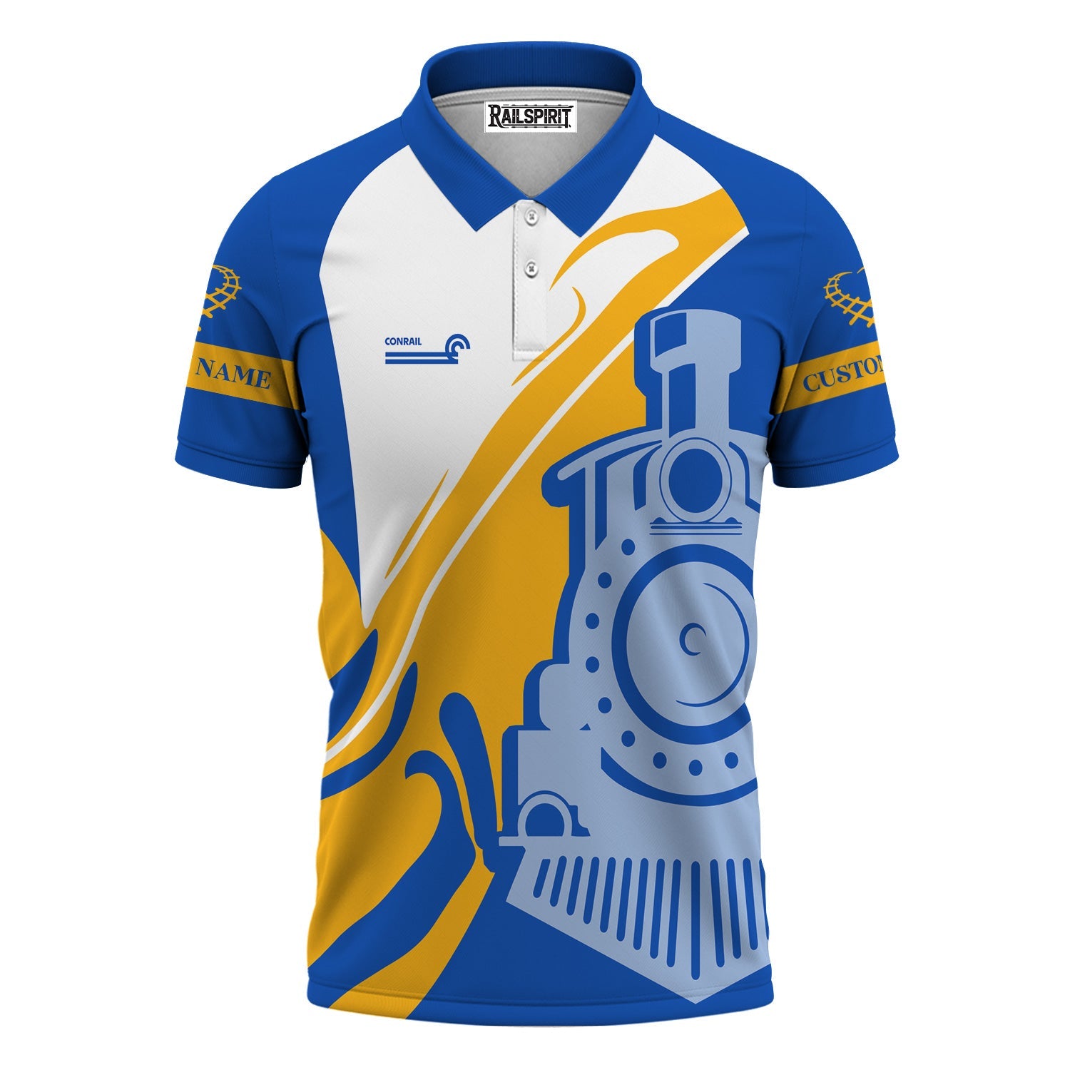 Railspirit Personalized Conrail Railroad Polo Shirt Flame-Inspired Style Shirt Gift Idea For Train Lovers