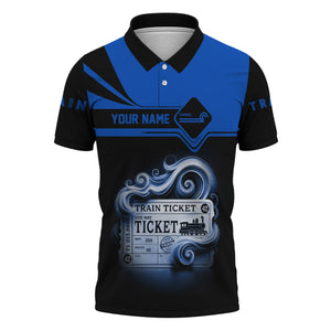 Railspirit Custom Name Conrail Railroad Polo Shirt American Train Ticket Printed Shirt