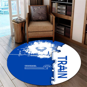 Railspirit Conrail Railroad Round Mat Engine Heartbeat and Track Love Style Mat Gift Idea For Train Lovers
