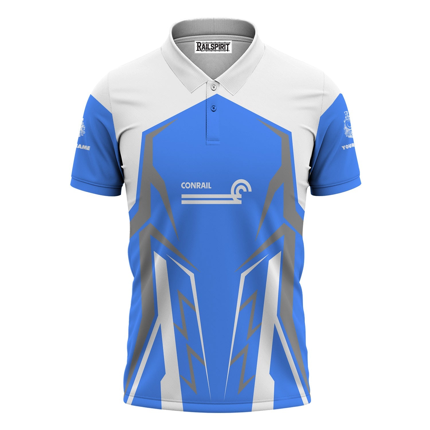 Railspirit Personalized Conrail Railroad Polo Shirt Futuristic Design with Custom Job Train Shirt