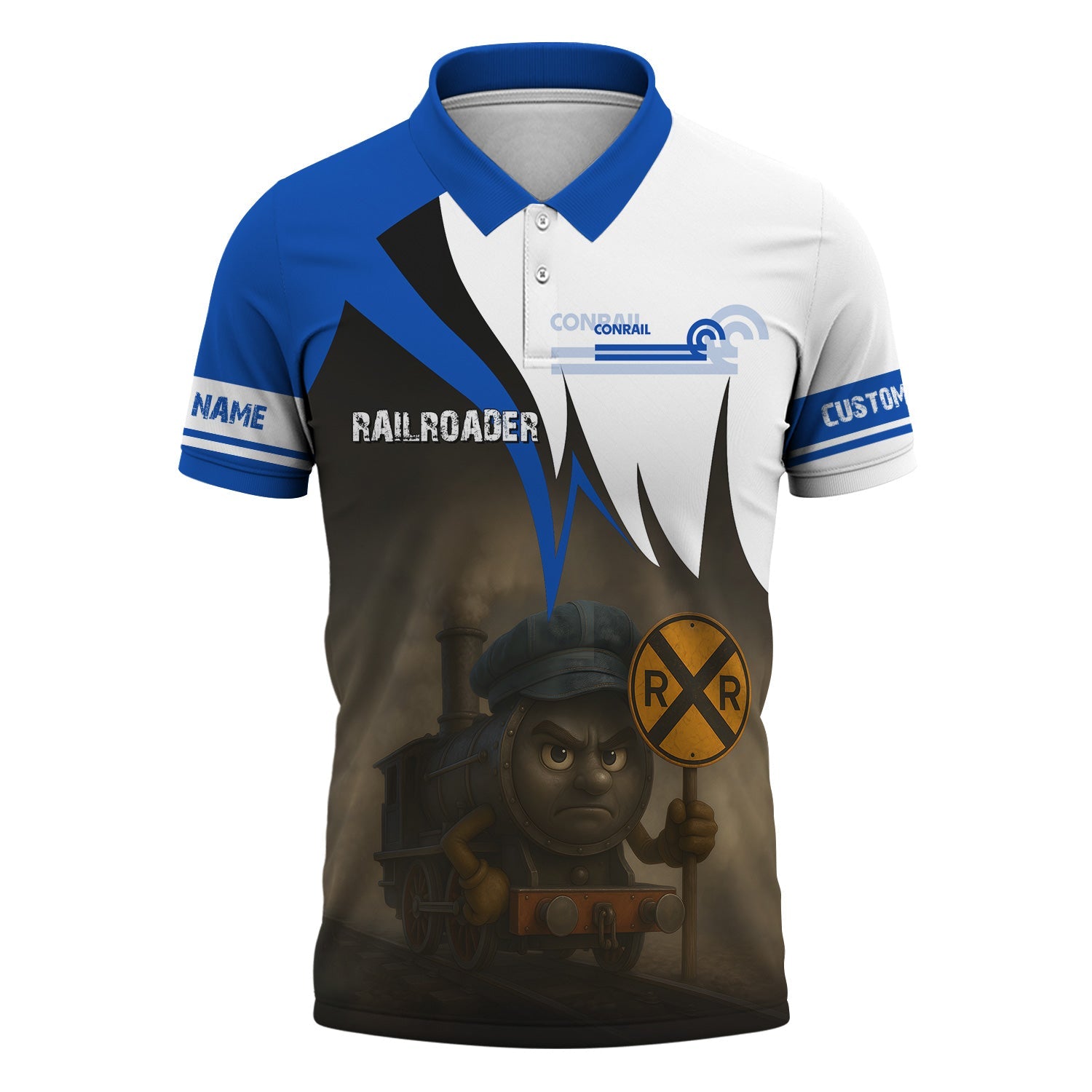 Railspirit Personalized Conrail Railroad Polo Shirt Angry Train Polo Shirt Gift Idea For Train Lover