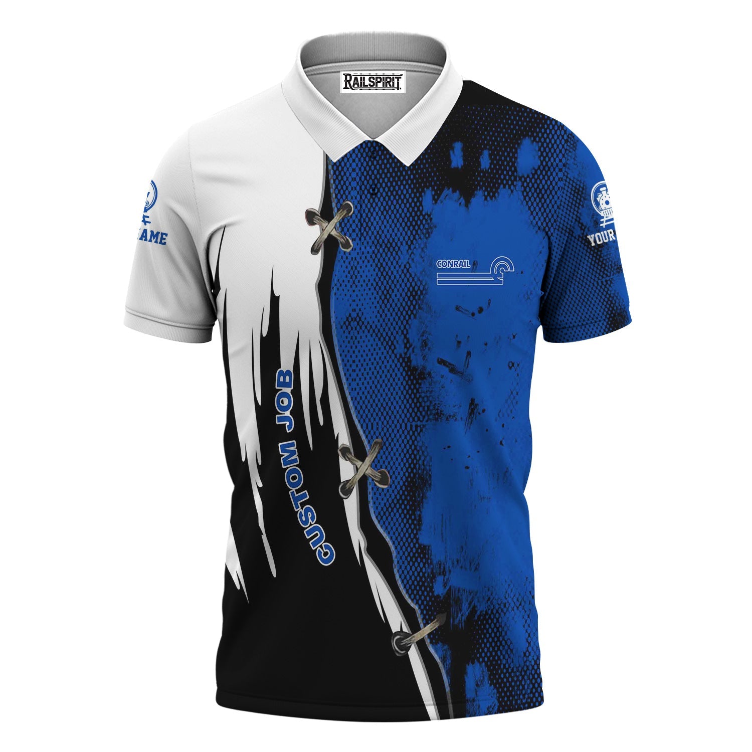 Railspirit Personalized Conrail Railroad Polo Shirt Retro Stitches Design with Custom Position Train Shirt