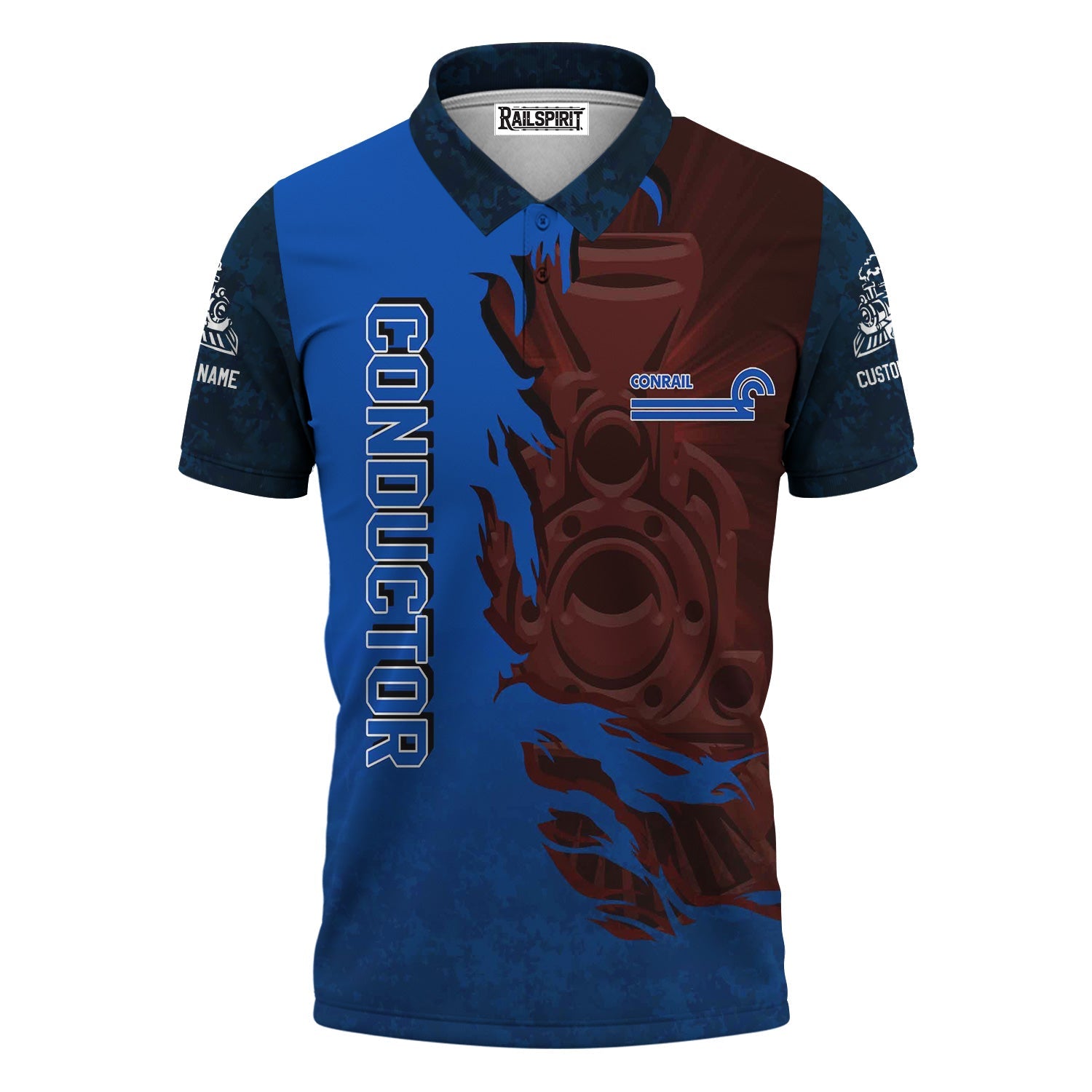 Railspirit Personalized Conrail Railroad Polo Shirt Blazing Style with Custom Position Train Shirt