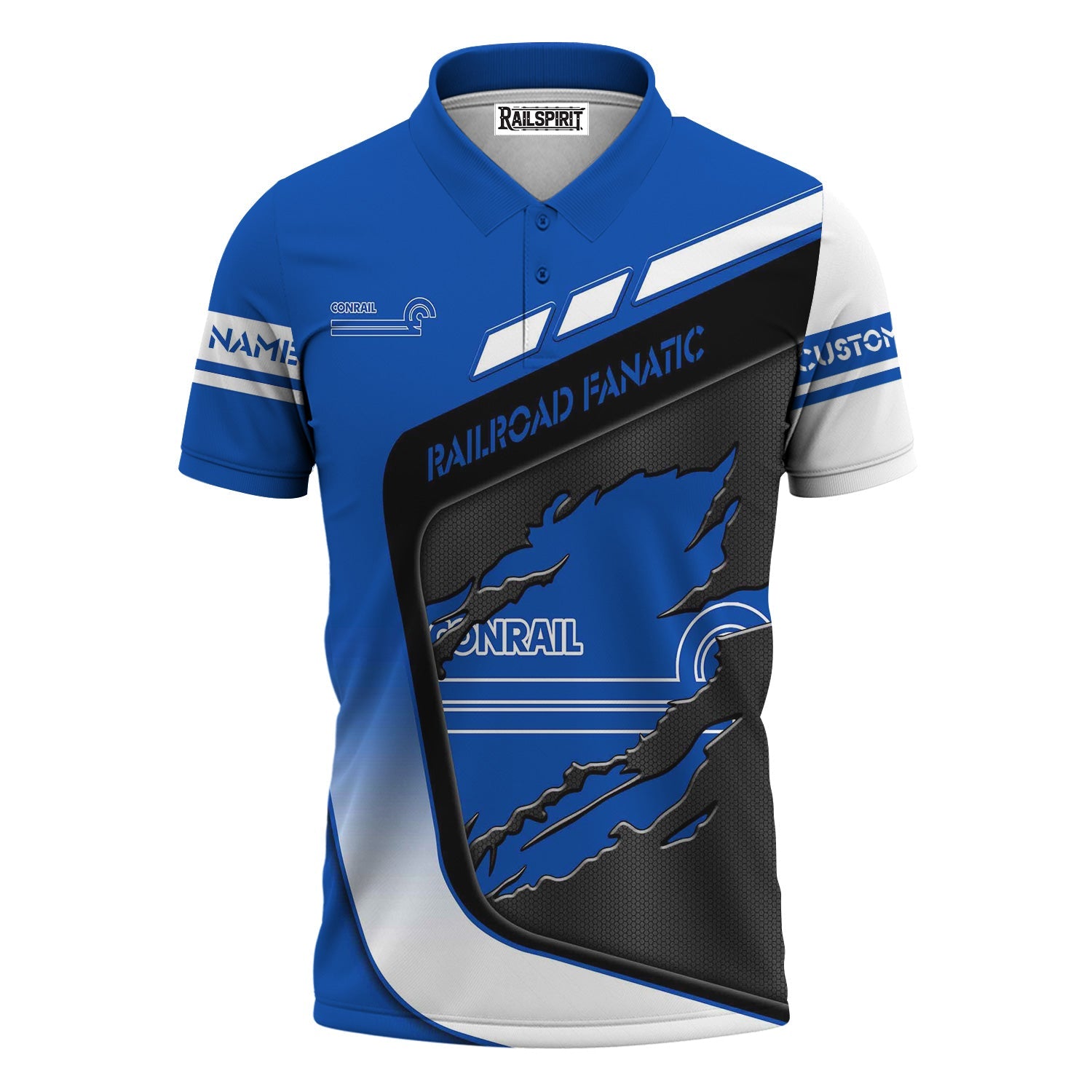 Railspirit Personalized Conrail Railroad Polo Shirt Ripped Texture Style Train Shirt For Railroad Fanatic