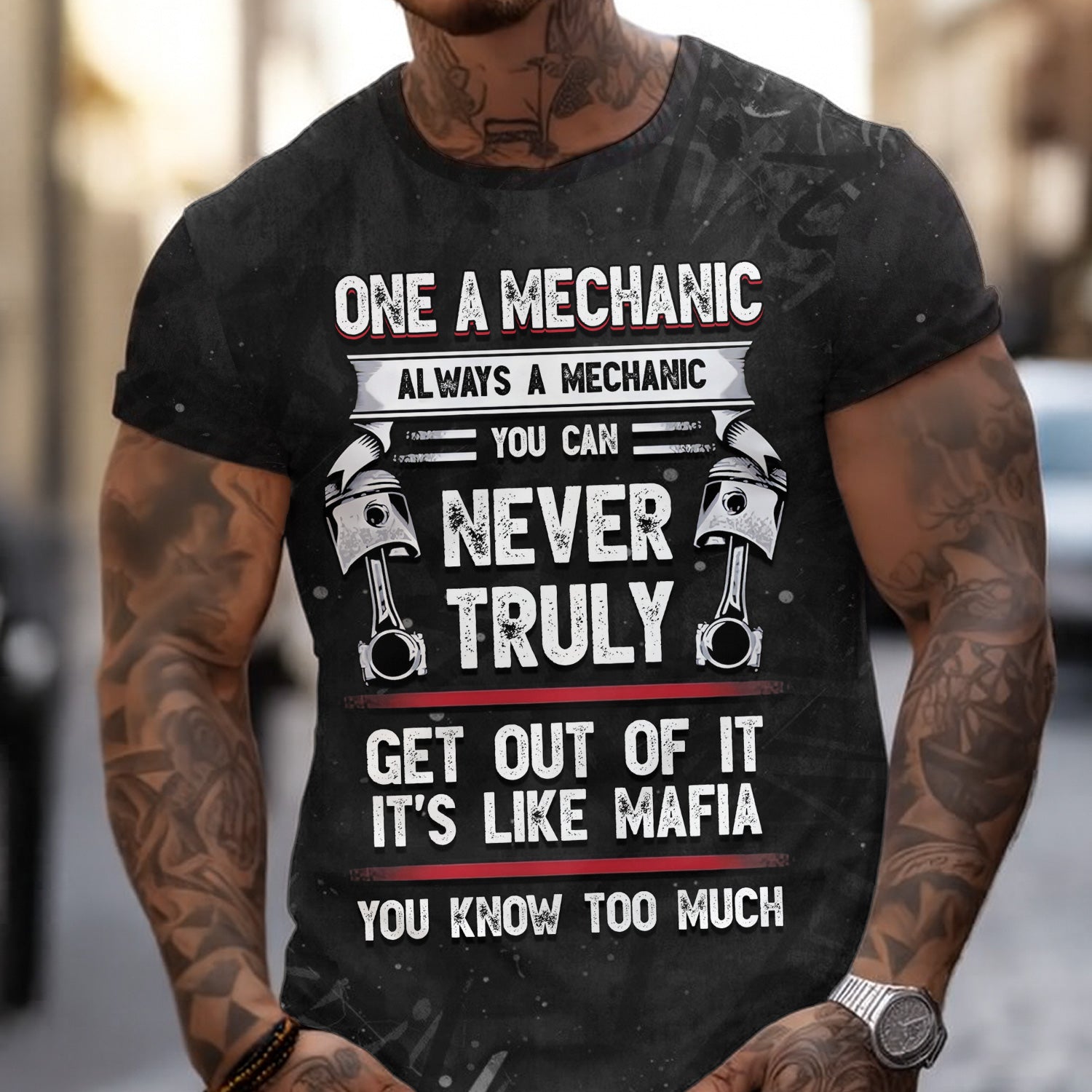 Vintage Mechanic Shirt You Can Never Truly Get Out Of It It's Like Mafia You Know Too Much T Shirt