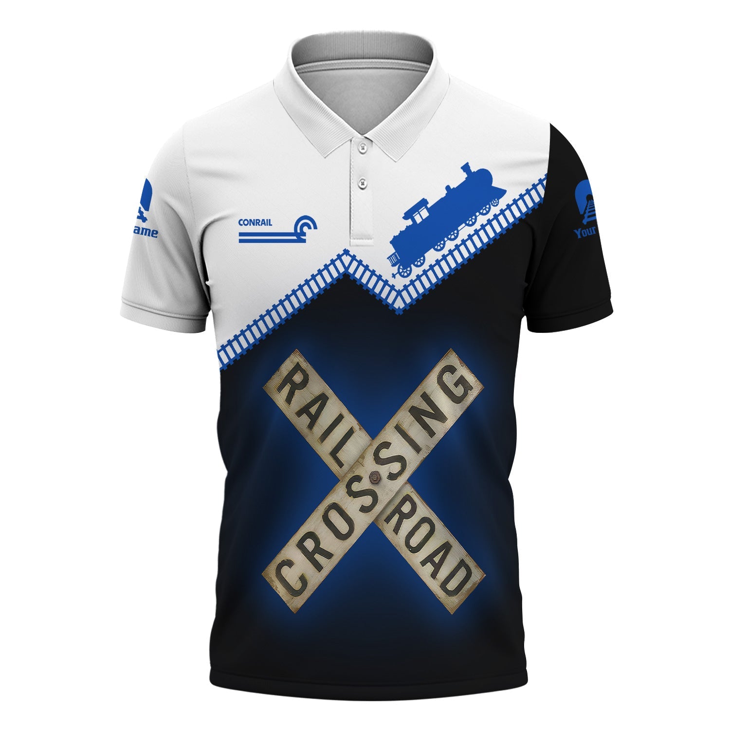 Railspirit Personalized Conrail Railroad Polo Shirt Railroad Crossing Printed Train Track Shirt