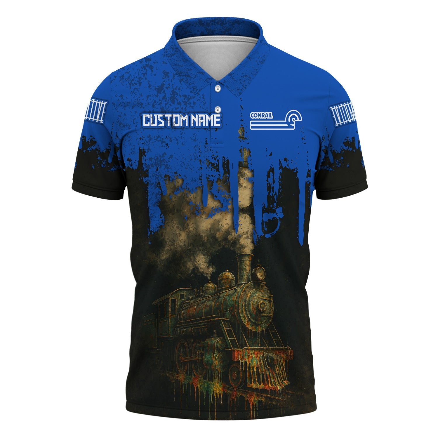 Railspirit Personalized Conrail Railroad Polo Shirt Vintage Train Art Style Shirt For Locomotive Fans