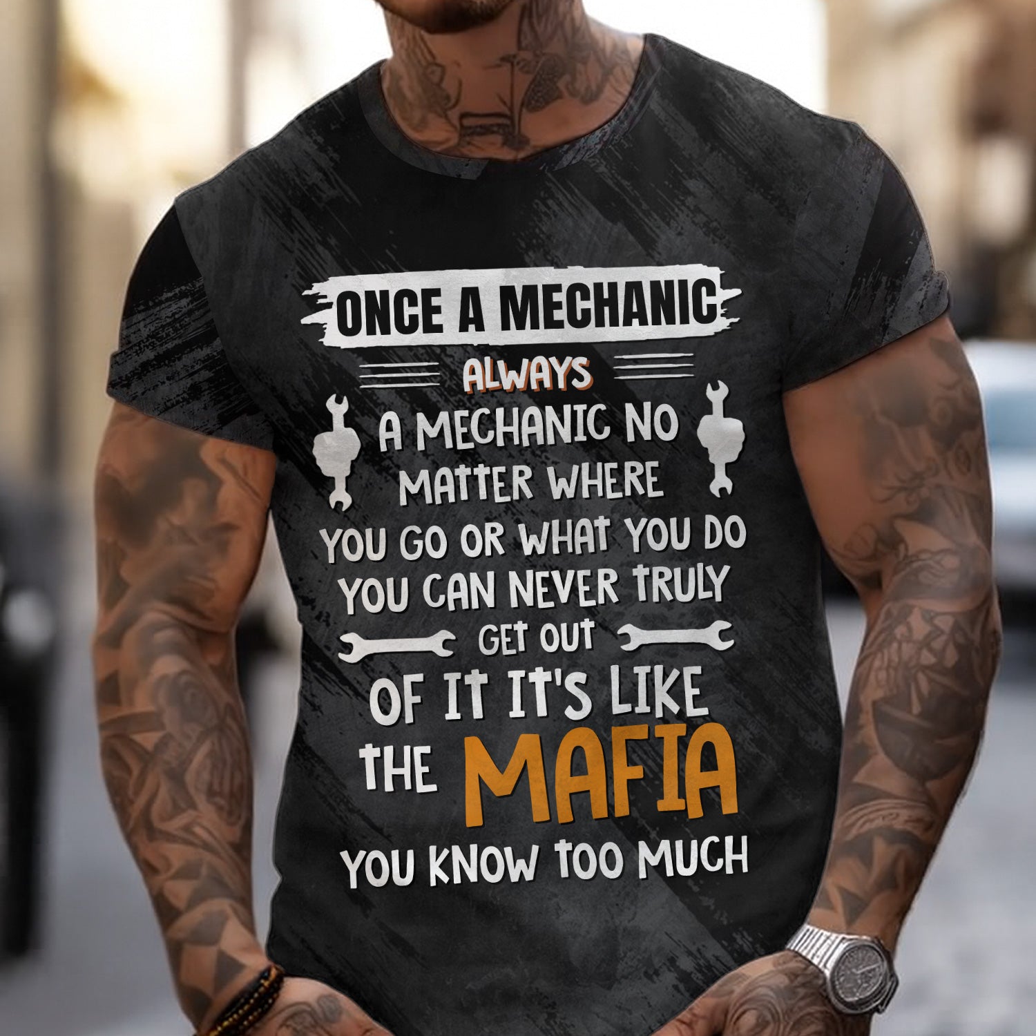 Funny Once A Mechanic Always A Mechanic Shirt No Matter Where You Go Black Unisex T Shirt