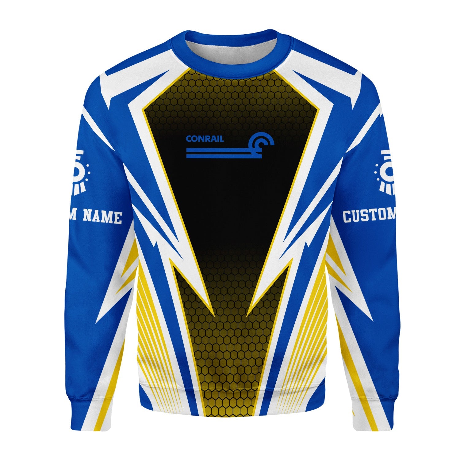 Railspirit Personalized Conrail Railroad Sweatshirt Lightning Graphic Style Shirt Gift Idea For Train Lover