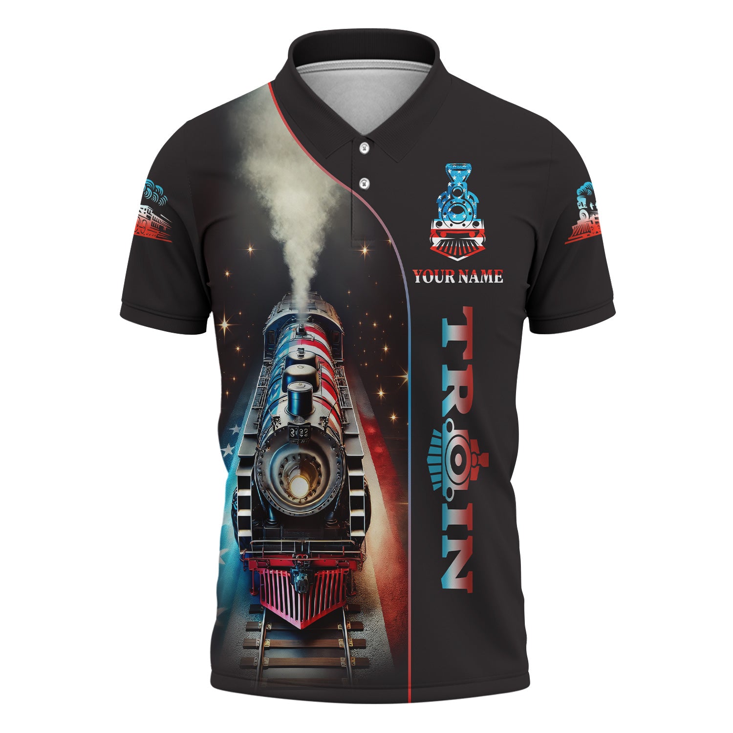 Railspirit Personalized Locomotive Power Polo Shirt – Perfect for Train Lovers