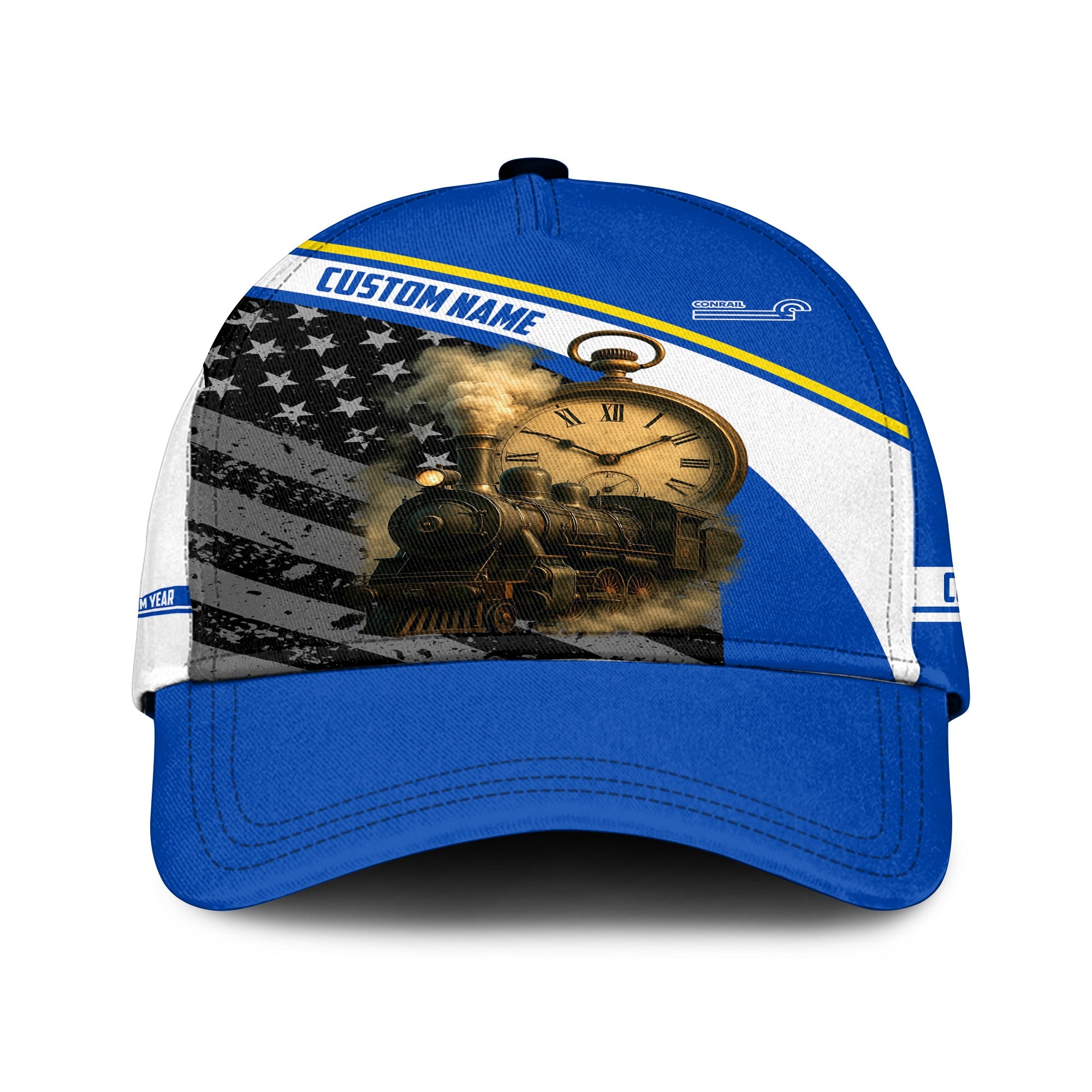 Railspirit Personalized Conrail Railroad Classic Cap Classic Steam Engine With Retro Pocket Watch Cap All Over Print