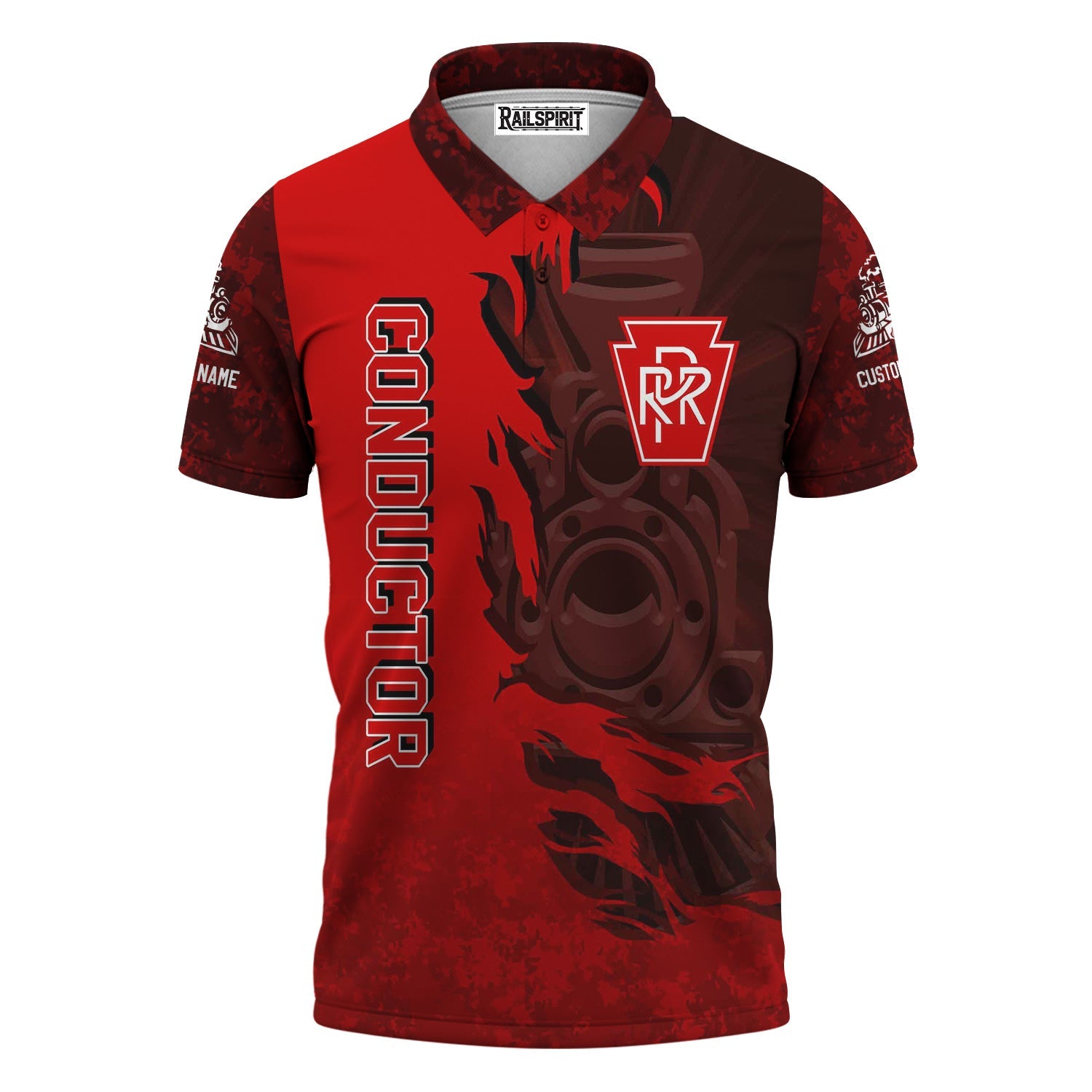 Railspirit Personalized Pennsylvania Railroad Polo Shirt Blazing Style with Custom Position Train Shirt