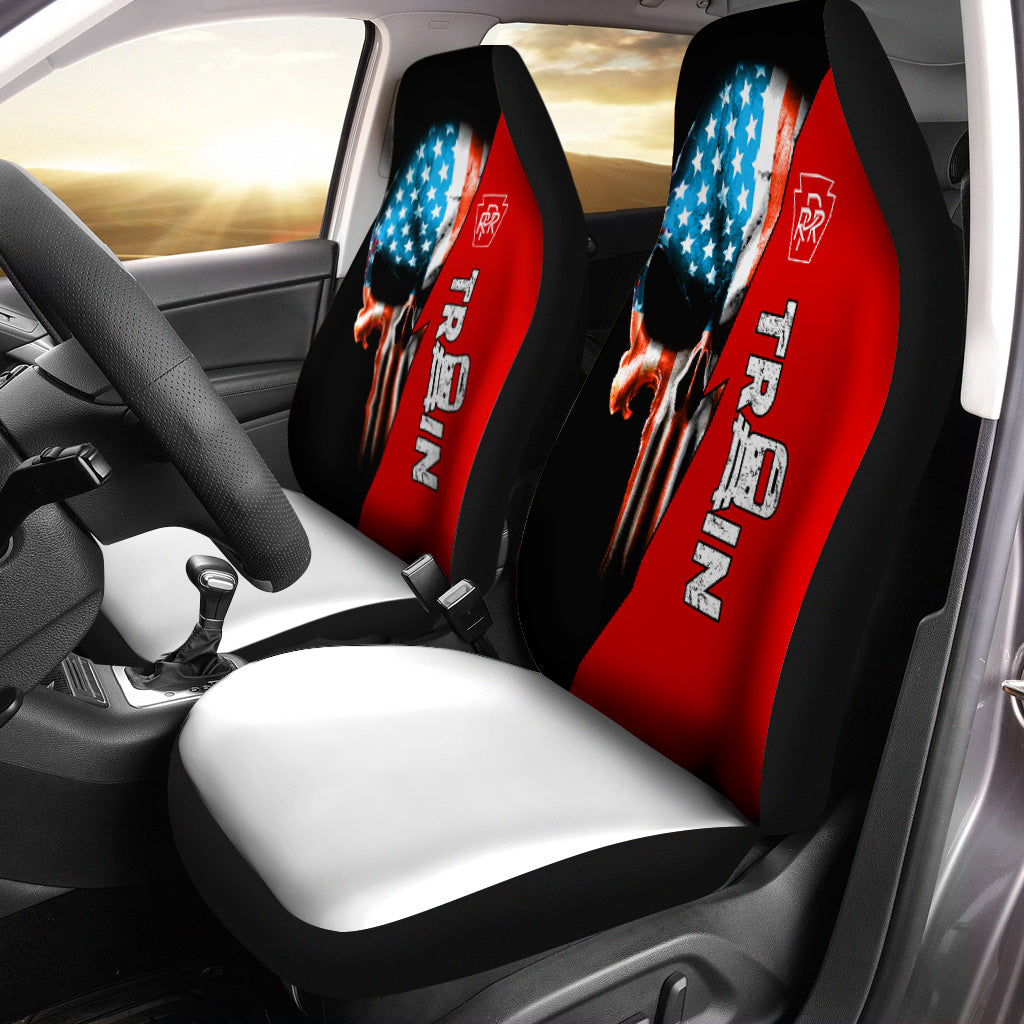 Railspirit Pennsylvania Railroad Car Seat Cover Train Skull American Flag Style Seat Cover