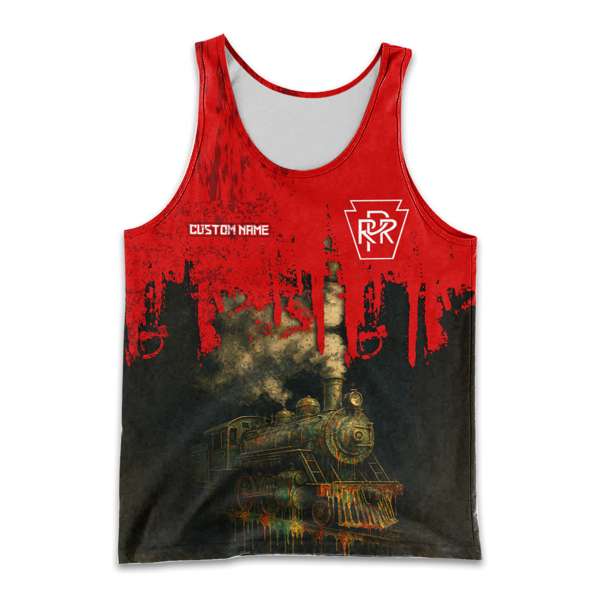 Railspirit Personalized Pennsylvania Railroad Men Tank Top Vintage Train Art Style Shirt For Locomotive Fans