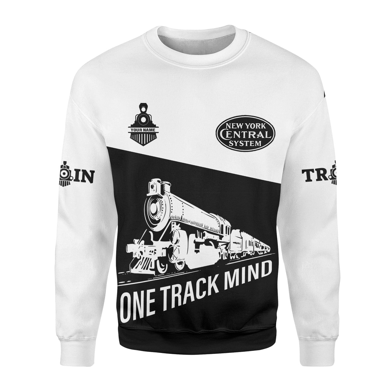 Railspirit Personalized New York Central Railroad Sweatshirt One Track Mind Train Sweater Gift Idea For Train Lover